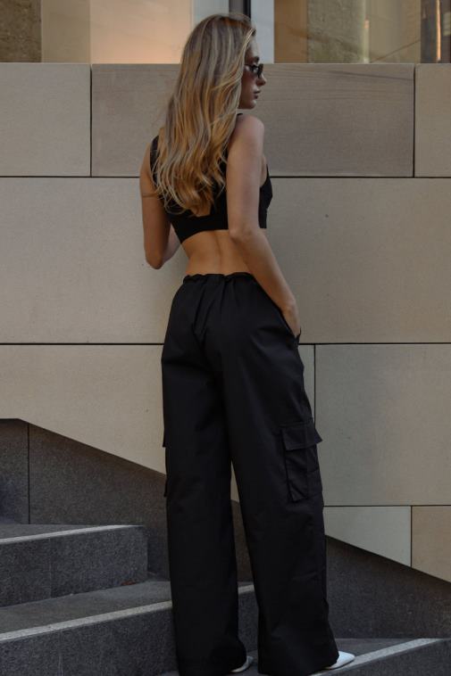 Meshki amara hlače s padobranom XH4NH1592 odjeća crno