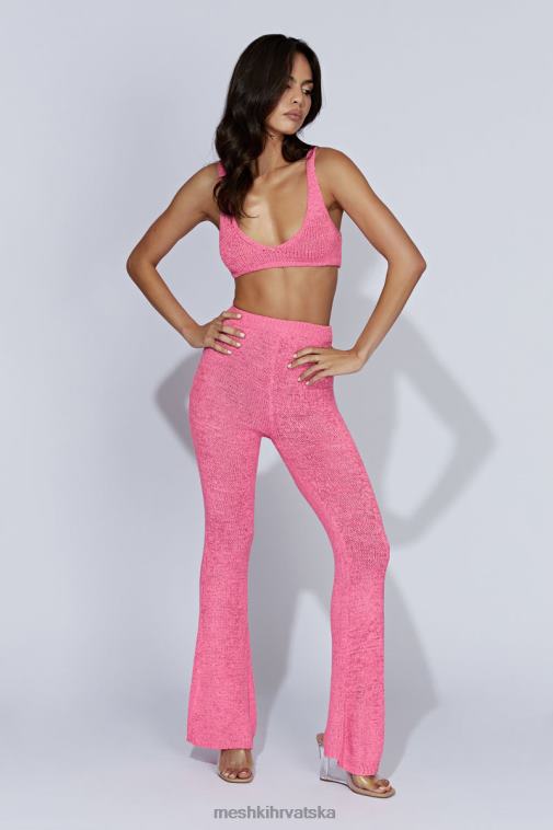 Meshki mary pletene lepršave hlače XH4NH1581 odjeća žvakaća guma ružičasta