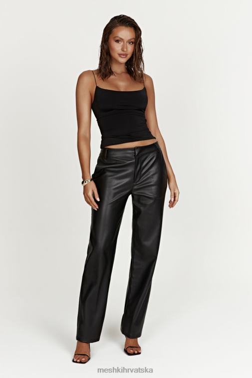 Meshki matilda spuštene hlače niskog struka od umjetne kože XH4NH1438 odjeća crno