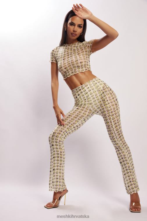 Meshki nora mrežaste hlače ravnih nogavica XH4NH1602 odjeća vanzemaljski ispis