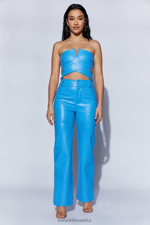 Meshki sima hlače visokog struka od umjetne kože XH4NH1590 odjeća azurno plava