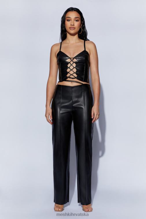 Meshki zarsa široke nogavice mid rise pu pant XH4NH1443 odjeća crno