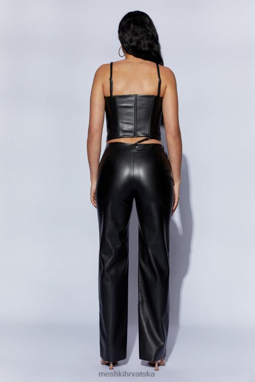 Meshki zarsa široke nogavice mid rise pu pant XH4NH1443 odjeća crno