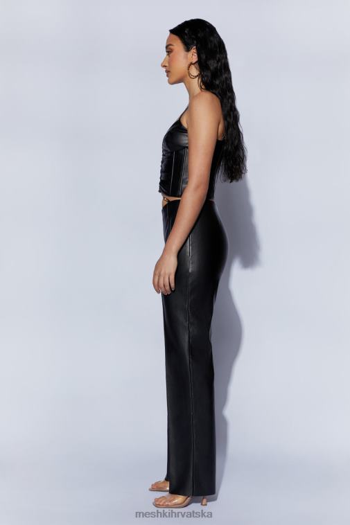 Meshki zarsa široke nogavice mid rise pu pant XH4NH1443 odjeća crno