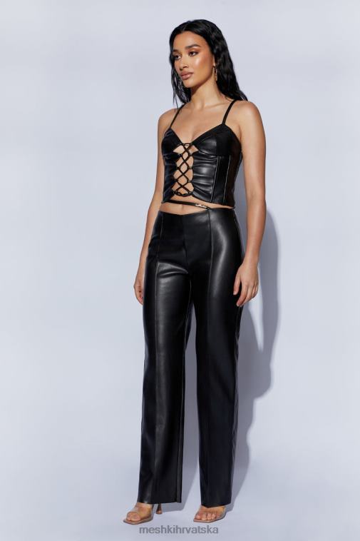 Meshki zarsa široke nogavice mid rise pu pant XH4NH1443 odjeća crno