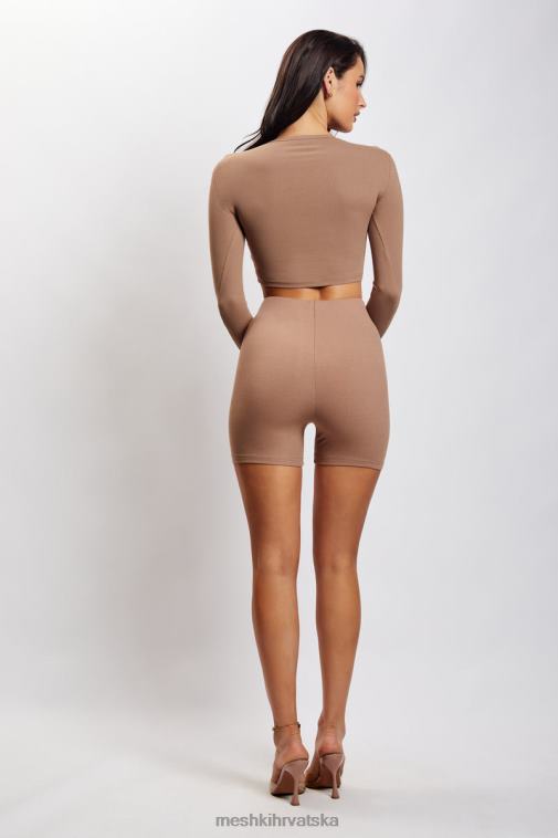 Meshki lisa rebrasti plijen kratak XH4NH1461 odjeća kavu s mlijekom