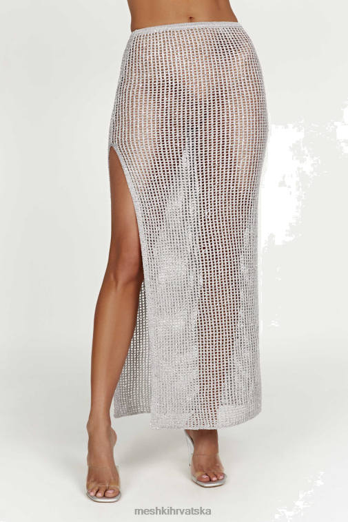 Meshki christa heklana maksi suknja sa šljokicama XH4NH1481 odjeća srebro