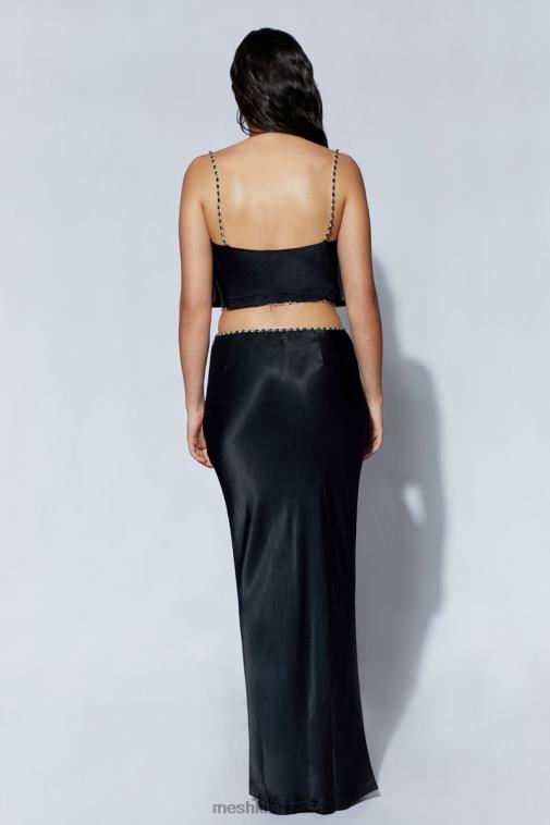 Meshki havva dijamantska obrubljena maksi suknja XH4NH1466 odjeća crno