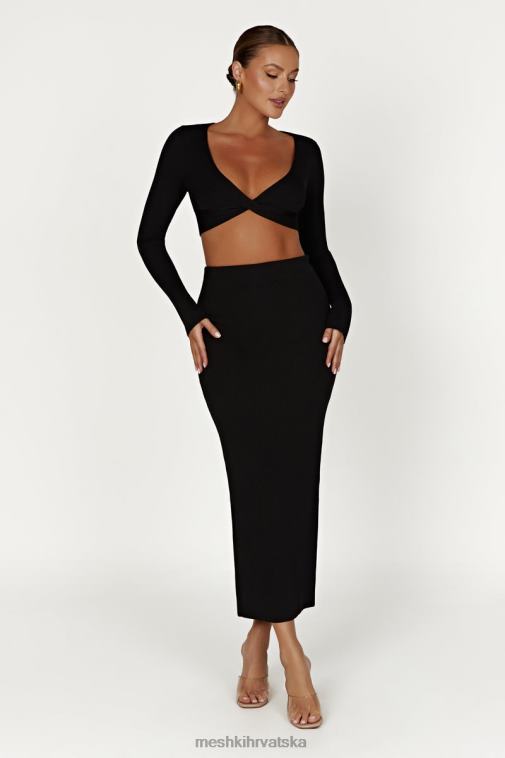 Meshki kaesha split maxi pletena suknja XH4NH1317 odjeća crno