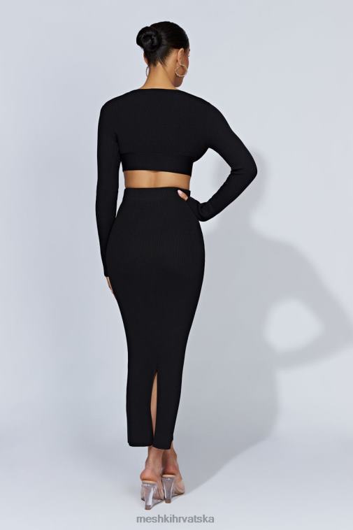 Meshki kaesha split maxi pletena suknja XH4NH1317 odjeća crno