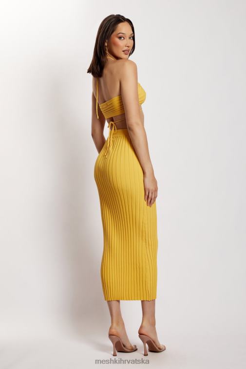 Meshki kristalno rebrasta midaxi suknja XH4NH1338 odjeća žuta boja