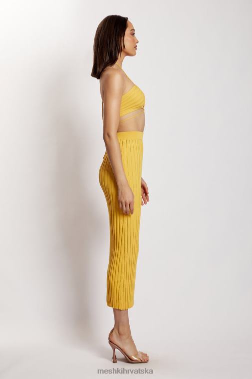 Meshki kristalno rebrasta midaxi suknja XH4NH1338 odjeća žuta boja
