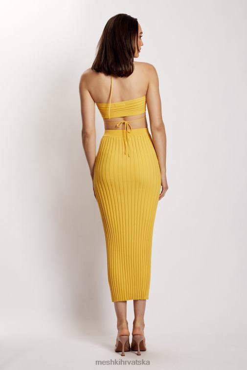 Meshki kristalno rebrasta midaxi suknja XH4NH1338 odjeća žuta boja