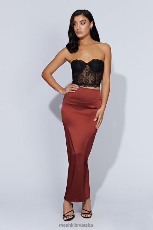 Meshki mariah maksi satenska suknja XH4NH1471 odjeća čokolada od višanja