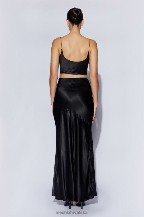 Meshki maxi suknja od satena u obliku maka XH4NH1527 odjeća crno