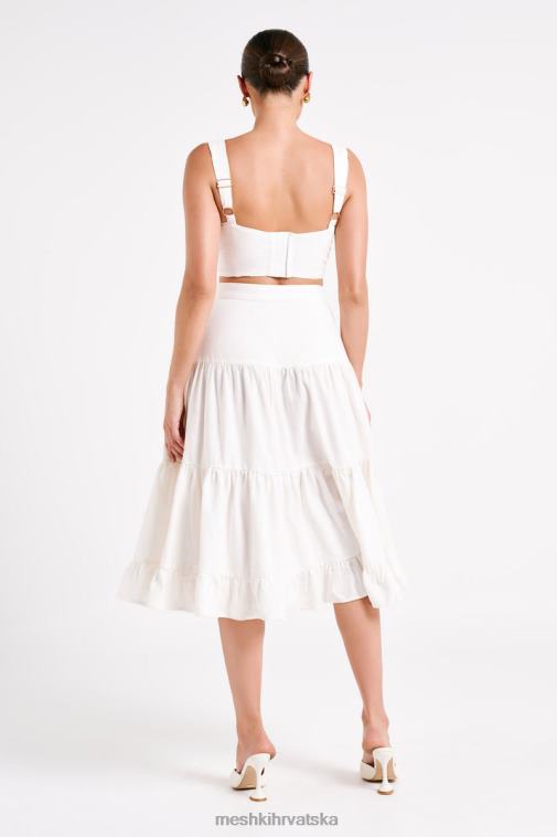 Meshki hilaria lanena midi suknja u slojevima XH4NH1227 odjeća bijela