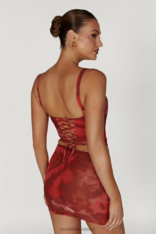 Meshki erina mrežasta mini suknja XH4NH1347 odjeća prevelik print ruža