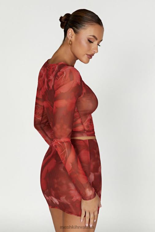 Meshki erina mrežasta mini suknja XH4NH1347 odjeća prevelik print ruža