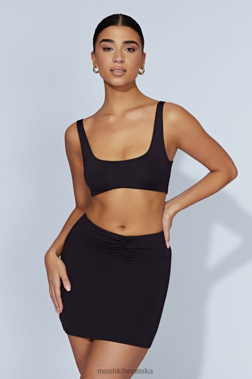 Meshki kara mini suknja s naborima sprijeda XH4NH1560 odjeća crno
