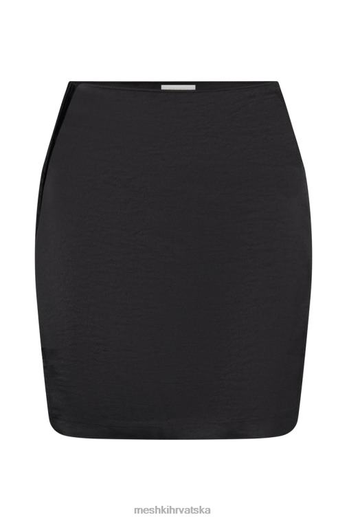 Meshki romi asimetrična satenska mini suknja s omotom XH4NH1509 odjeća crno