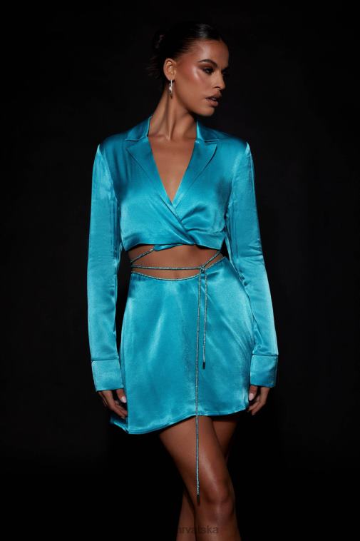 Meshki talulah diamante rope mini suknja s flautom XH4NH1538 odjeća cijan plava