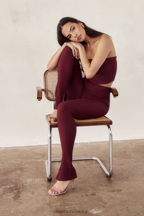 Meshki jordi bočno podijeljene pletene tajice XH4NH1473 odjeća čokolada od višanja