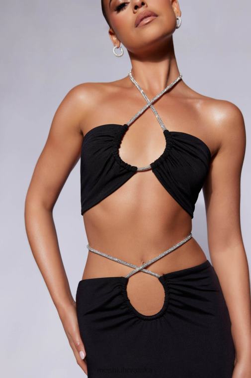 Meshki rubin diamante rope ruched bandeau XH4NH1120 odjeća crno
