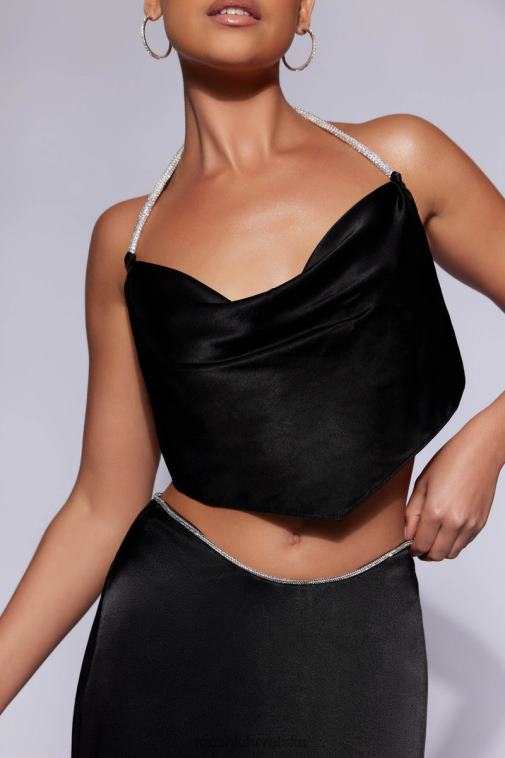 Meshki christie diamante kauč kauč ovratnik top XH4NH1116 odjeća crno