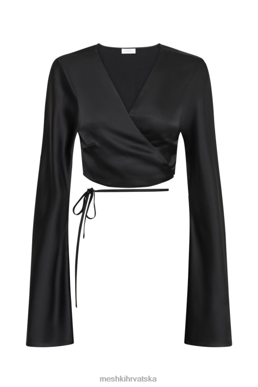 Meshki elaine satenski top dugih rukava XH4NH850 odjeća crno