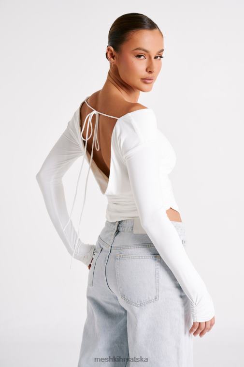 Meshki emma majica dugih rukava od recikliranog najlona XH4NH751 odjeća bijela