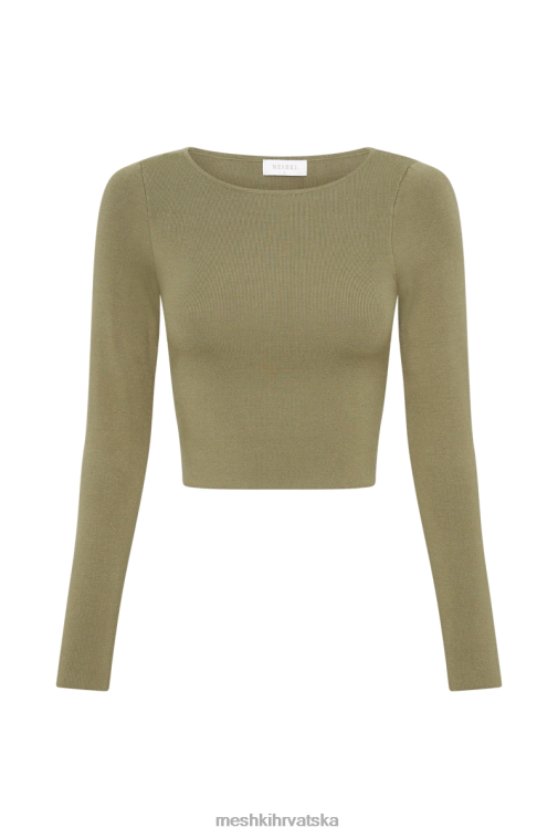 Meshki haisley pleteni top dugih rukava XH4NH906 odjeća maslina