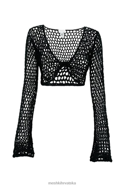 Meshki hallie skraćivani heklani top XH4NH1133 odjeća crno