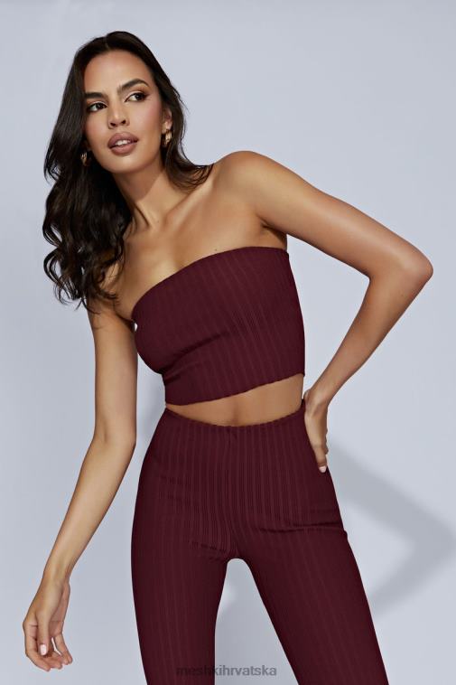 Meshki jordi pleteni top bez naramenica XH4NH1012 odjeća čokolada od višanja