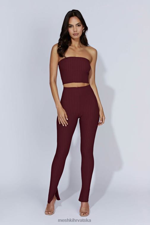 Meshki jordi pleteni top bez naramenica XH4NH1012 odjeća čokolada od višanja