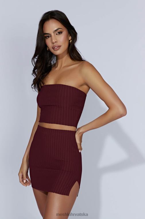 Meshki jordi pleteni top bez naramenica XH4NH1012 odjeća čokolada od višanja