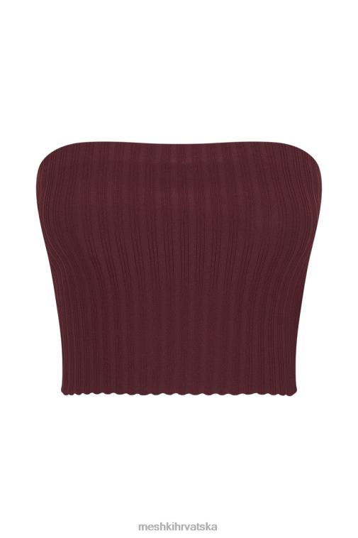 Meshki jordi pleteni top bez naramenica XH4NH1012 odjeća čokolada od višanja