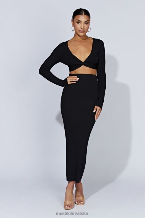 Meshki kaesha dugi rukavi upleteni prednji pleteni gornji dio XH4NH903 odjeća crno