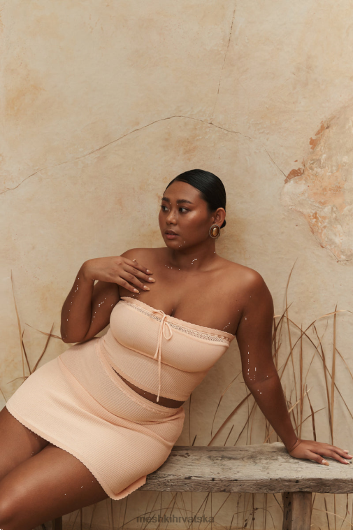 Meshki kyra waffle pleteni tube top XH4NH765 odjeća marelica