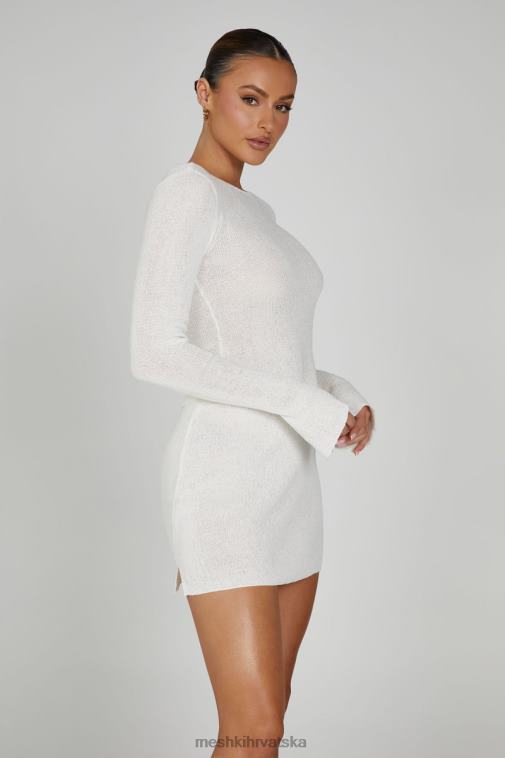 Meshki maribelle pleteni top dugih rukava XH4NH815 odjeća bijela