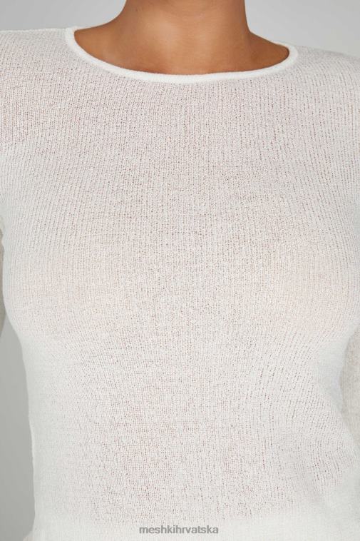 Meshki maribelle pleteni top dugih rukava XH4NH815 odjeća bijela
