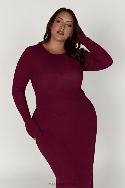 Meshki maribelle pleteni top dugih rukava XH4NH889 odjeća vino