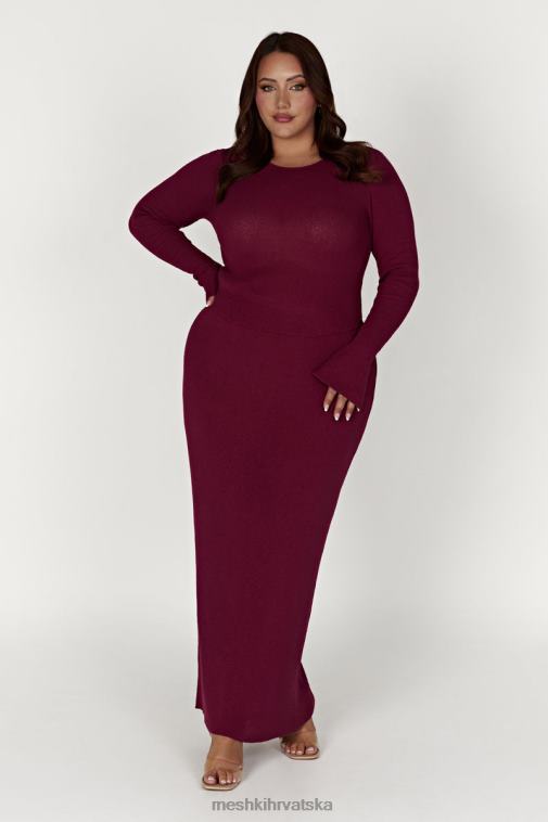 Meshki maribelle pleteni top dugih rukava XH4NH889 odjeća vino