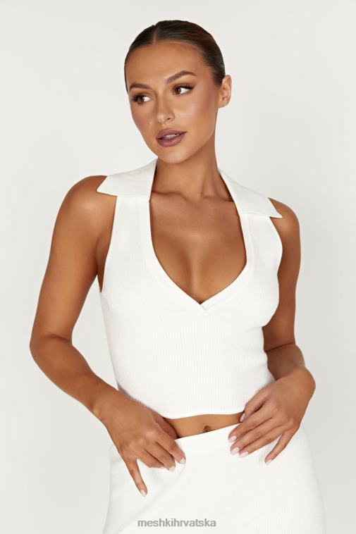 Meshki pletena majica s viola ovratnikom XH4NH929 odjeća bijela