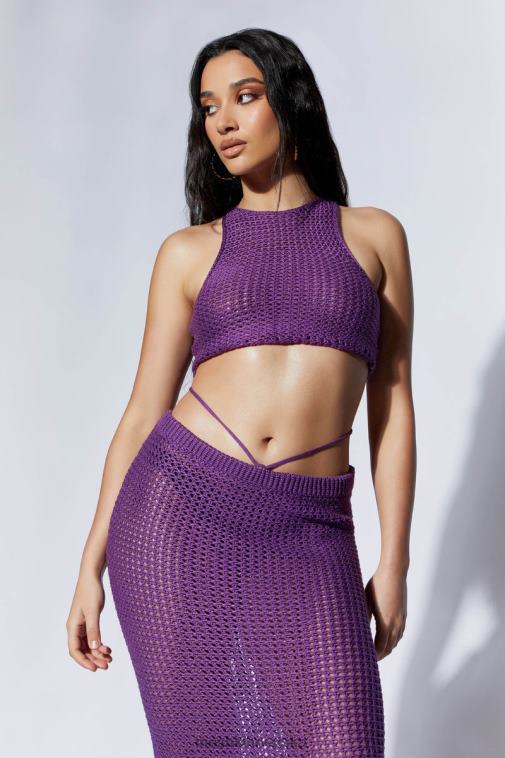 Meshki raquel heklani gornji dio s čipkom XH4NH1161 odjeća grožđe