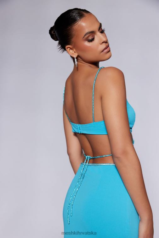 Meshki sweeney diamante bralette top XH4NH1110 odjeća cijan plava