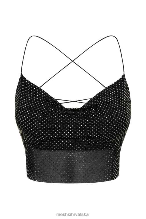 Meshki tamra gornji dio s dijamantima s naramenicama XH4NH786 odjeća crno