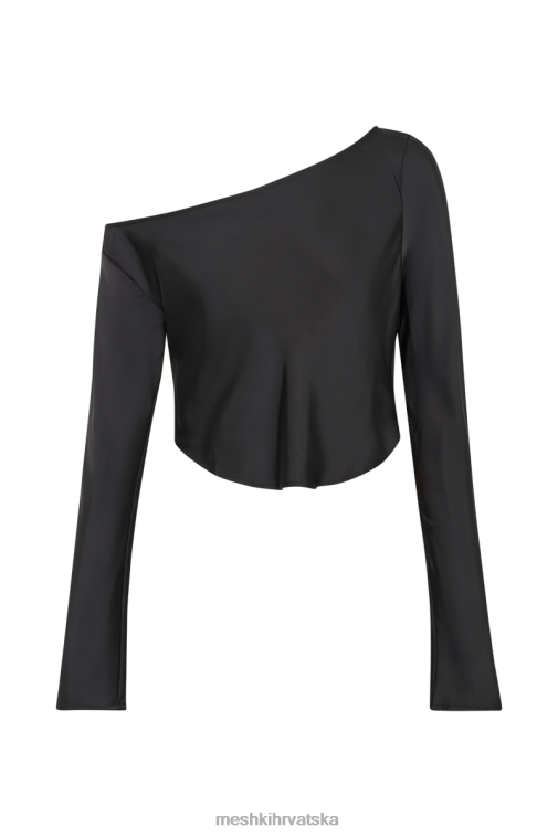 Meshki violeta satenski top na jedno rame XH4NH767 odjeća crno