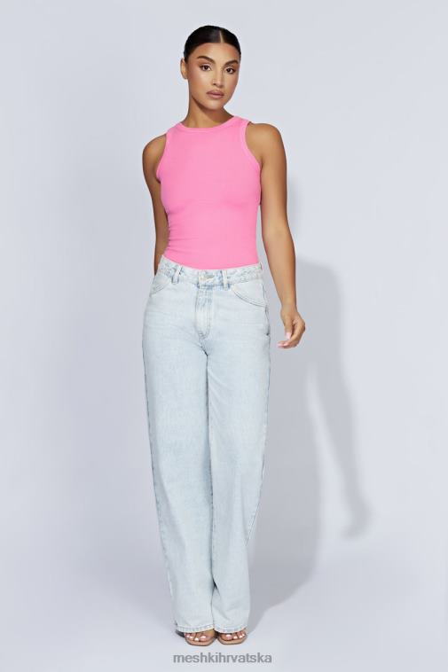 Meshki zanna rebrasta majica bez rukava XH4NH1123 odjeća žvakaća guma ružičasta