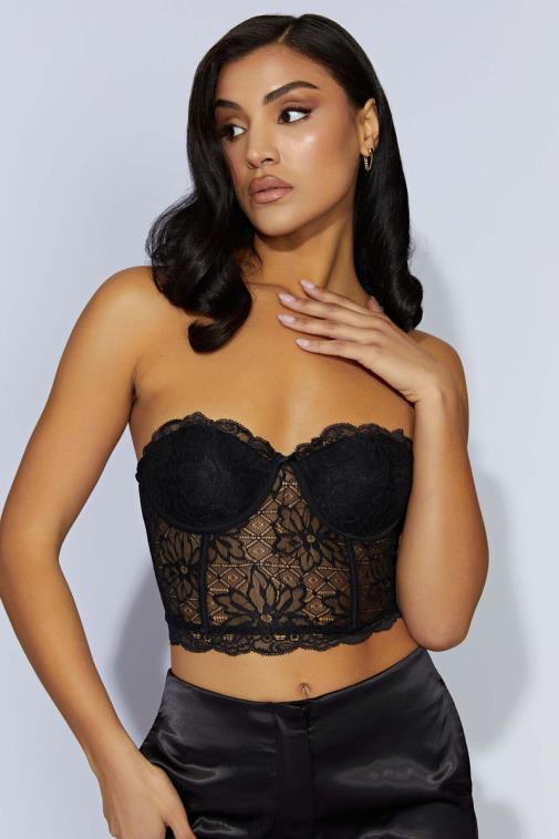 Meshki alessandra čipkasti korzet XH4NH1083 odjeća crno