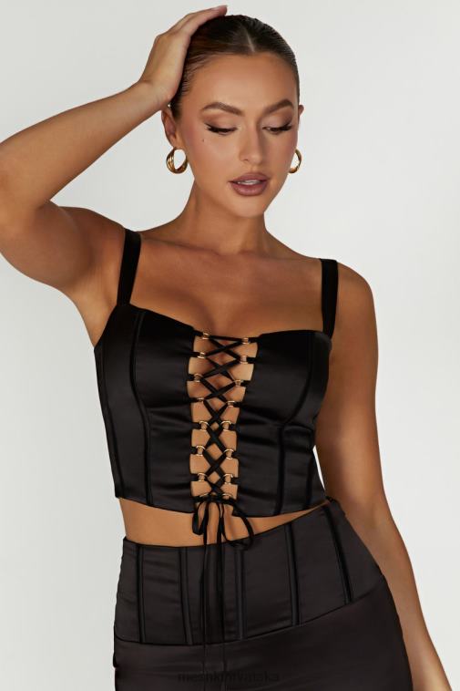 Meshki grimizni satenski korzet XH4NH971 odjeća crno